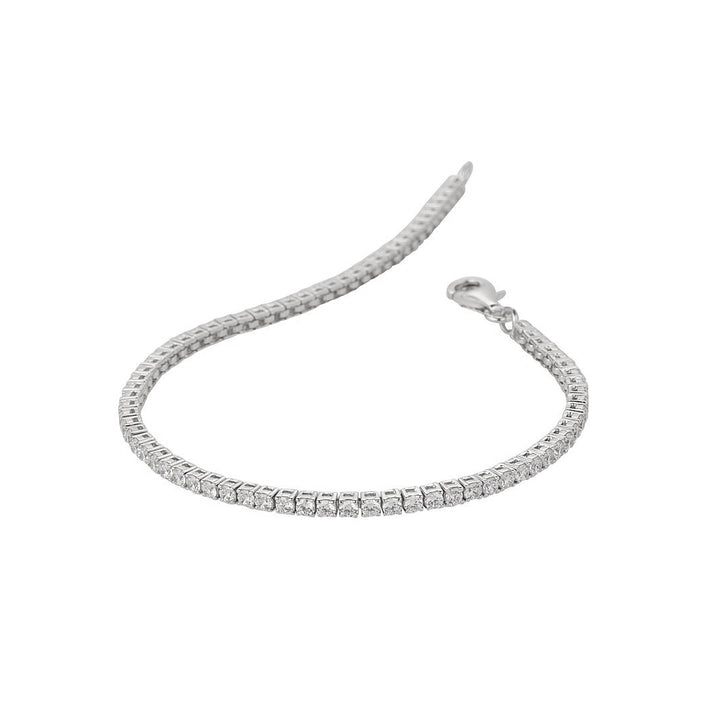 sterling silver 2mm Swarowski Cz crystal tennis bracelet with the open lobster catch