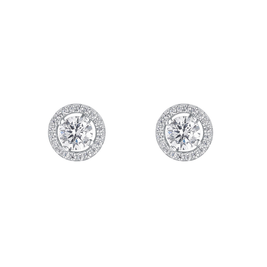 sterling silver cz halo stud earrings