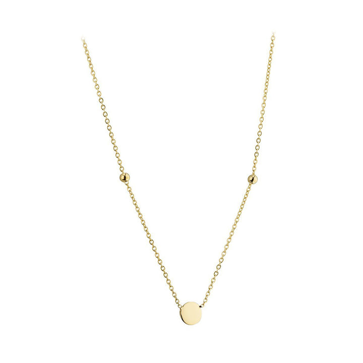9ct gold small circle disc necklace on white background
