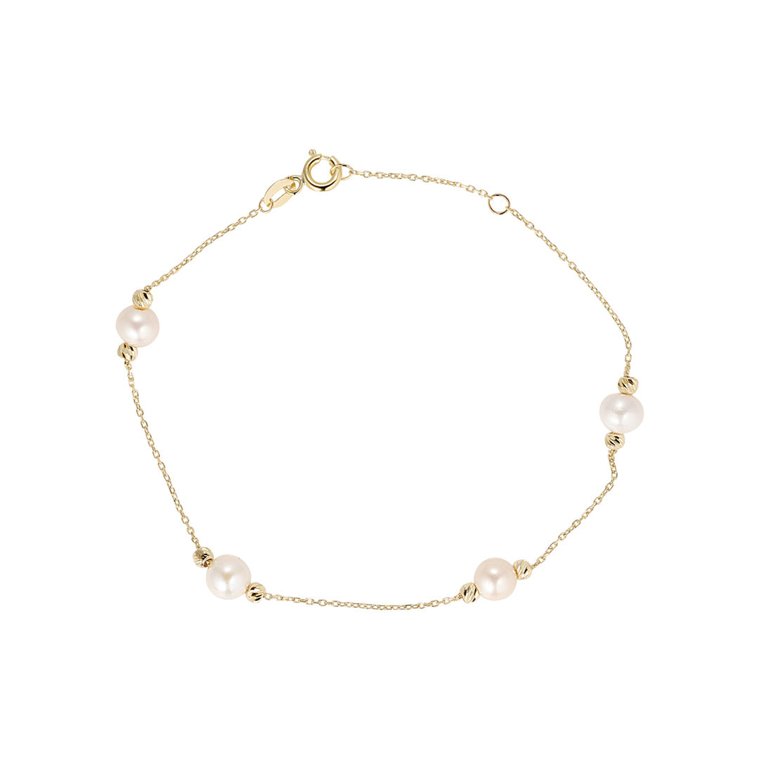 9ct gold fresh water pearl bracelet on white background