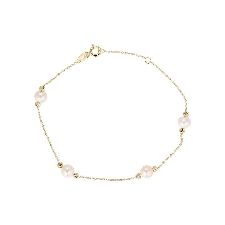 9ct gold fresh water pearl bracelet on white background
